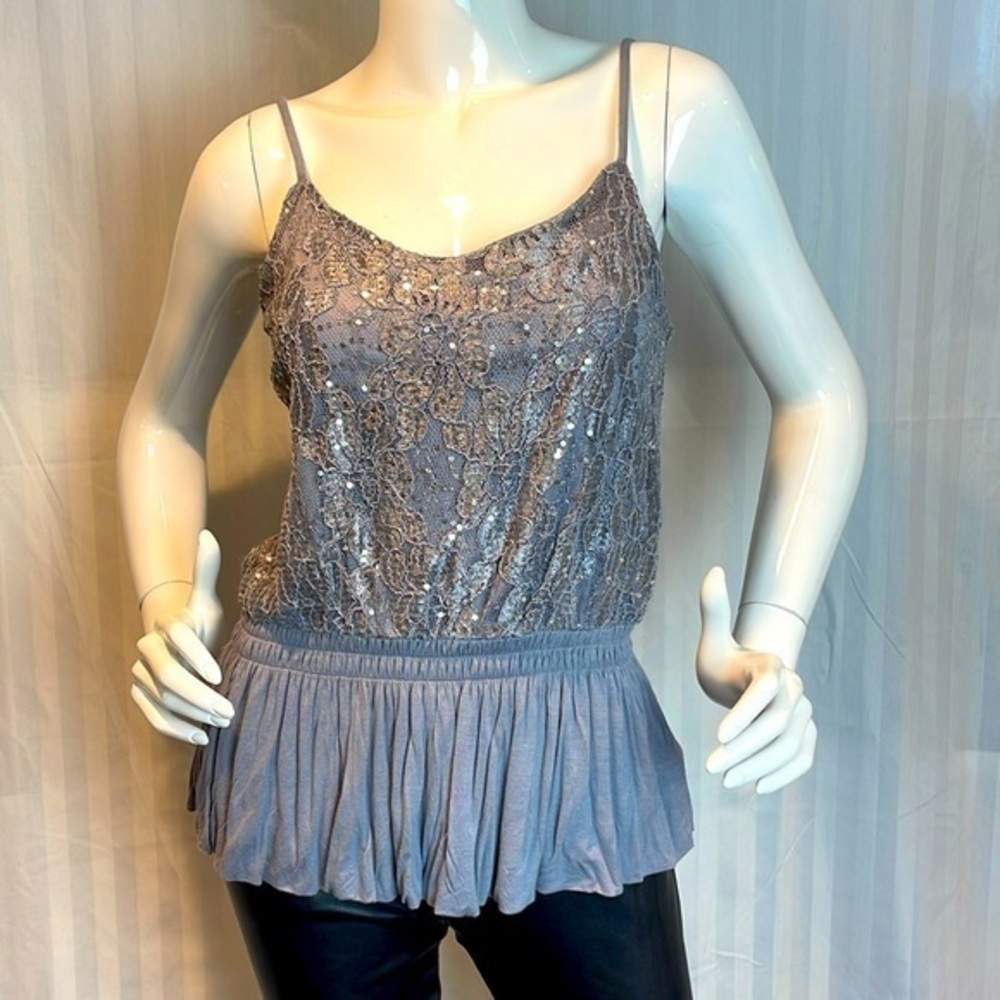 Express Spaghetti Adjustable Strap Blouse Gray Small Size SP RefI59